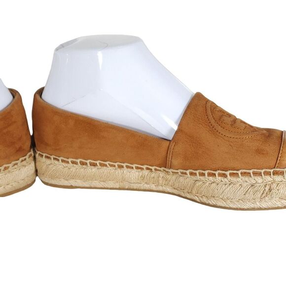 Tory Burch Women's US 7,5M Brown Leather Suede Flats Slip-On Espadrilles Shoes - Picture 8 of 16